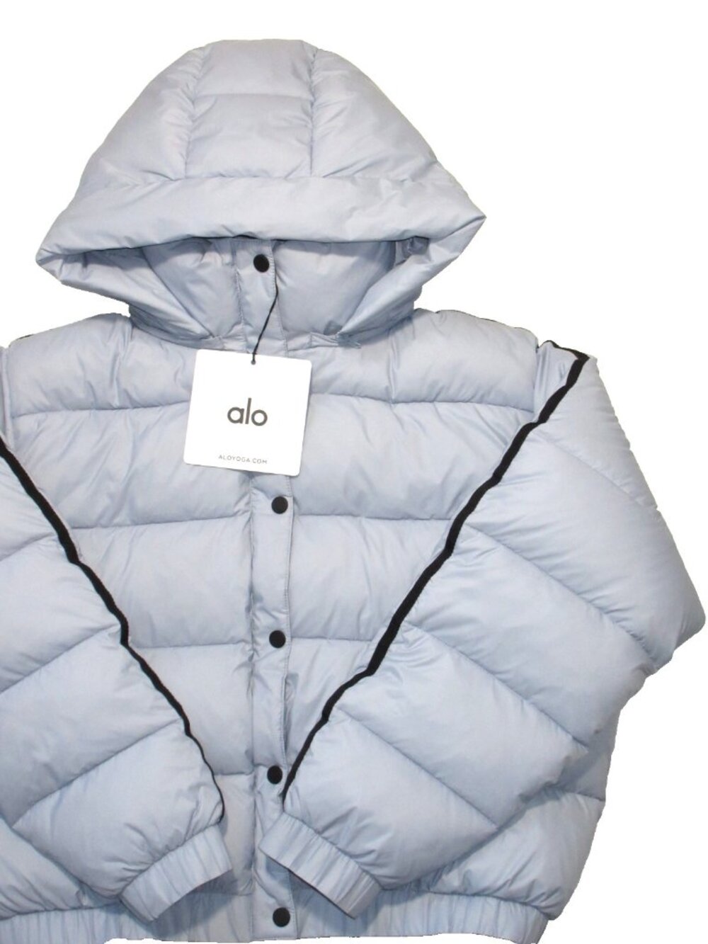 NWT Alo Aspen Love Puffer Jacket in Winter Frost Blue Oversized Hooded M - Picture 3 of 11